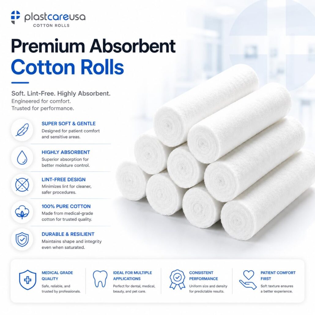 #2 Medium Non-Woven Cotton Rolls (1.5" x 3/8")