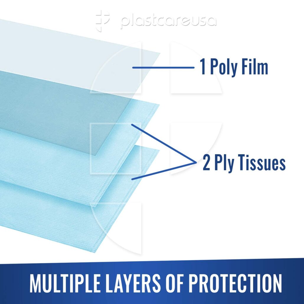 3-Ply 13" x 18" Disposable Waterproof Patient Bibs - Blue