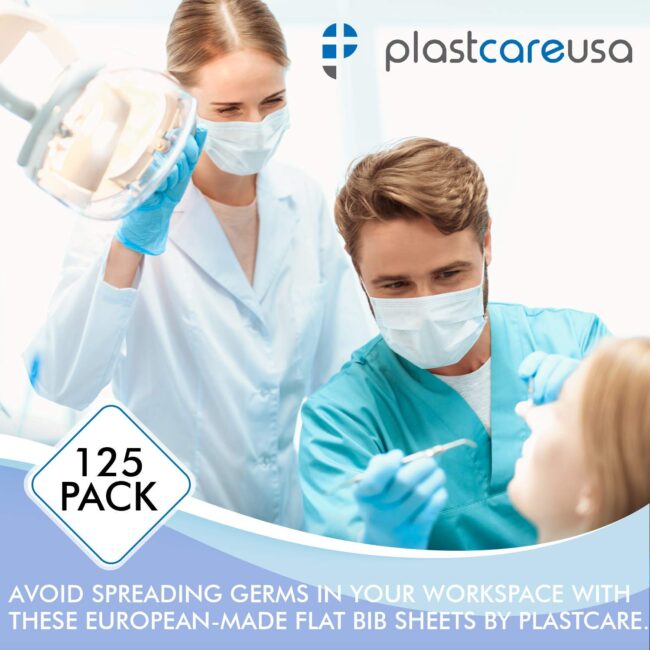 3-Ply 13" x 18" Disposable Waterproof Patient Bibs - Blue