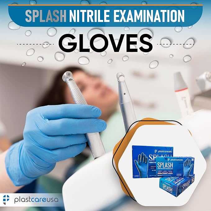 PlastCare USA Splash – Blue Nitrile Gloves