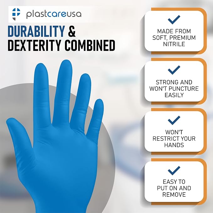 PlastCare USA Splash – Blue Nitrile Gloves