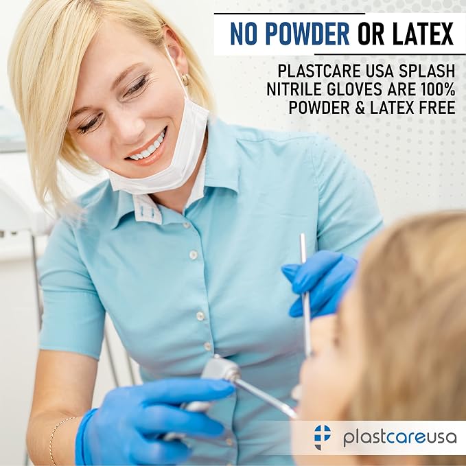 PlastCare USA Splash – Blue Nitrile Gloves