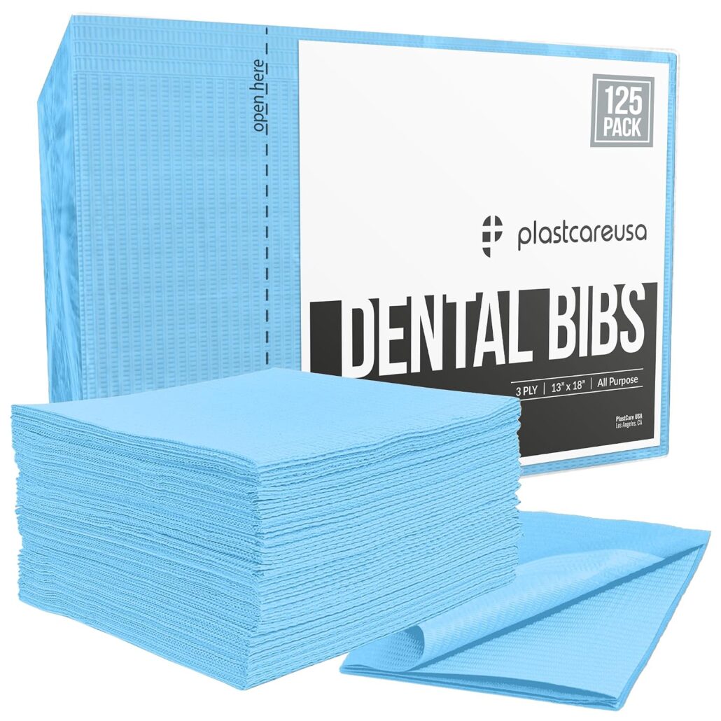 3-Ply 13" x 18" Disposable Waterproof Patient Bibs - Blue