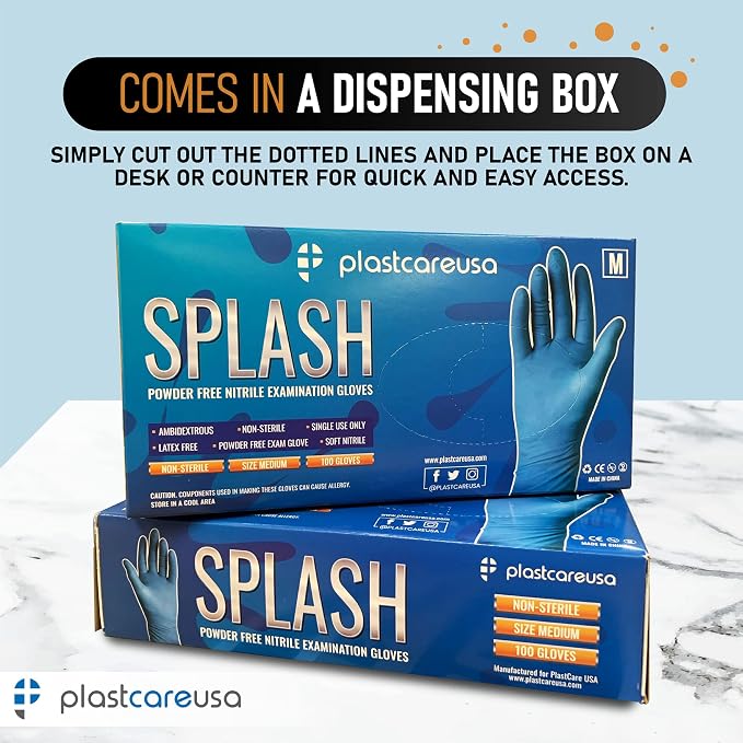 PlastCare USA Splash – Blue Nitrile Gloves