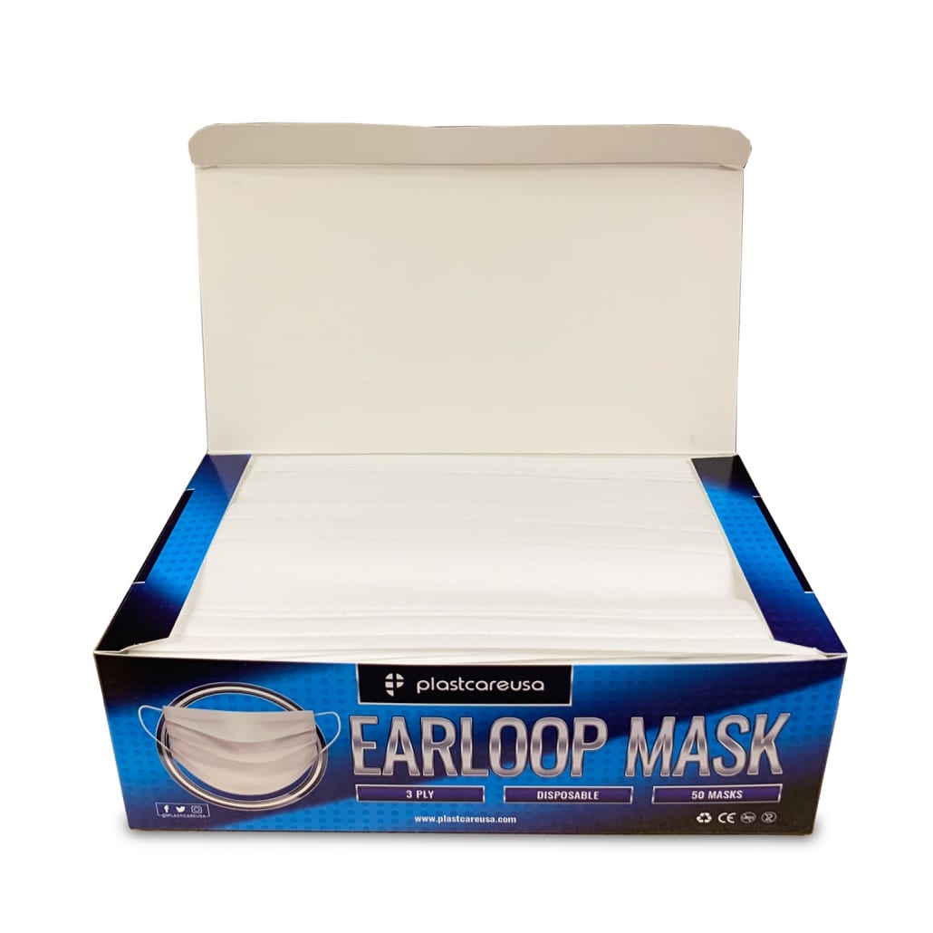 3-Ply Disposable Ear Loop Masks – White