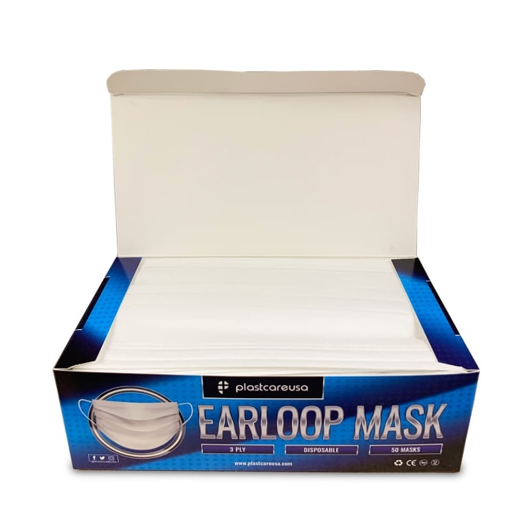 3-Ply Disposable Ear Loop Masks – White