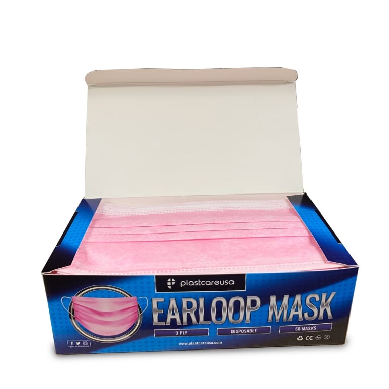 3-Ply Disposable Ear Loop Masks – Pink