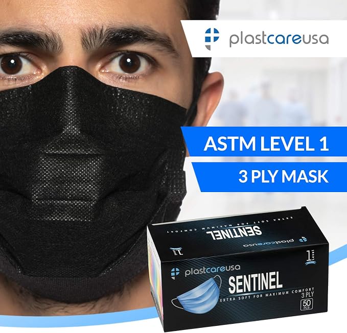 Black ASTM Level 1 Disposable Ear Loop Masks