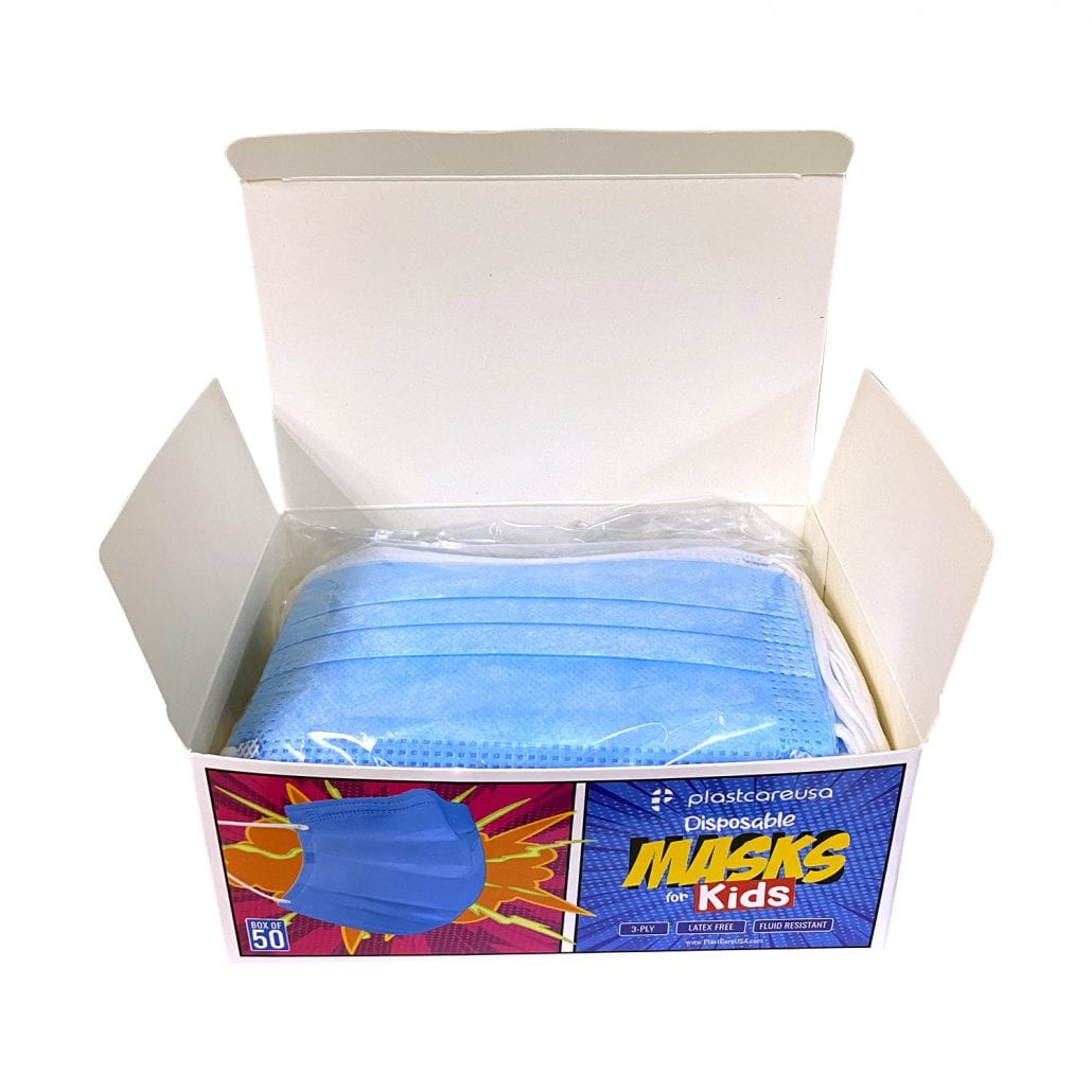 Kids 3-Ply Surgical Face Masks – Blue