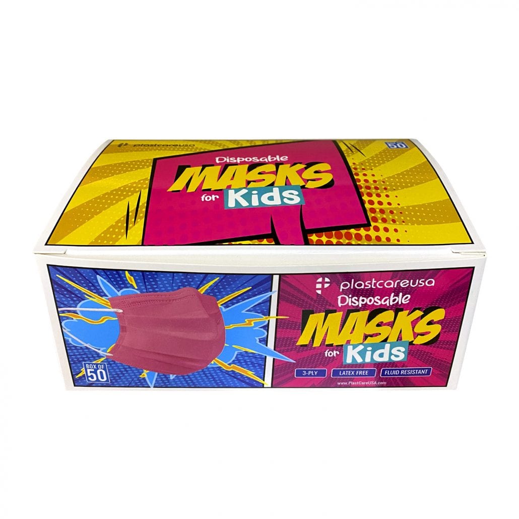 Kids 3-Ply Surgical Face Masks - Pink