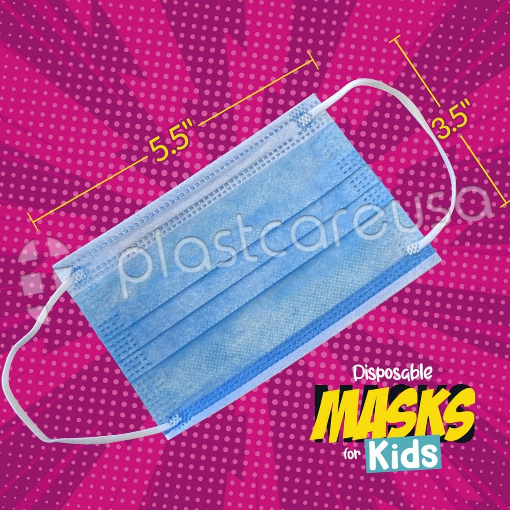 Kids 3-Ply Surgical Face Masks Blue