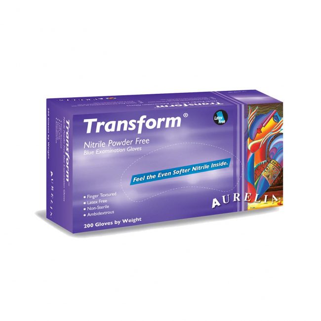 Aurelia Transform – Transblue Nitrile 3.2 mil Gloves