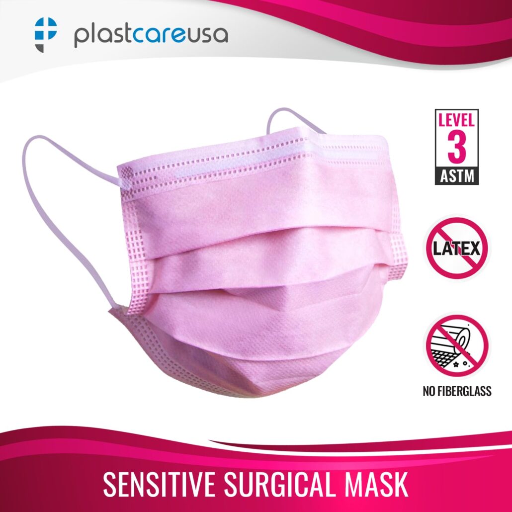 Pink 4-Ply ASTM Level 3 Disposable Surgical Masks