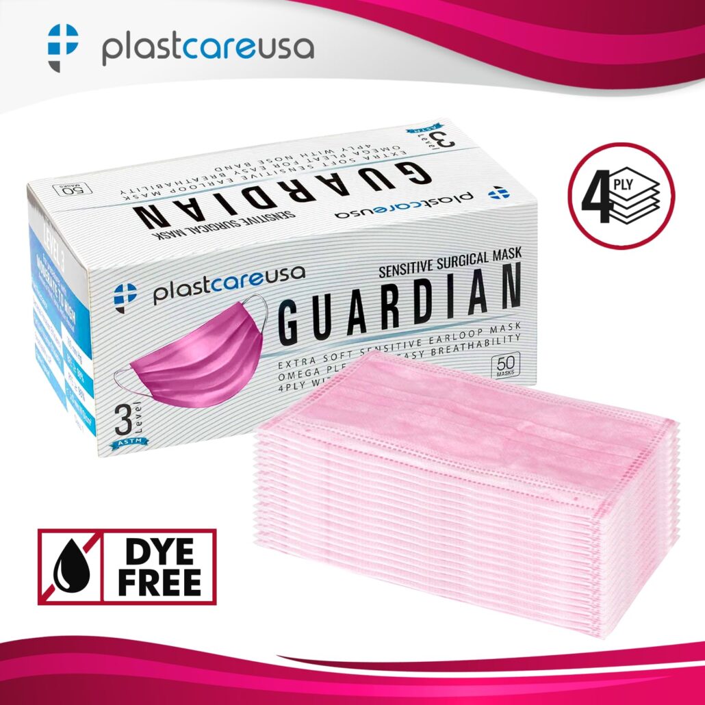 Pink 4-Ply ASTM Level 3 Disposable Surgical Masks