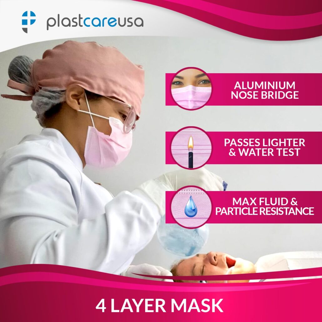 Pink 4-Ply ASTM Level 3 Disposable Surgical Masks