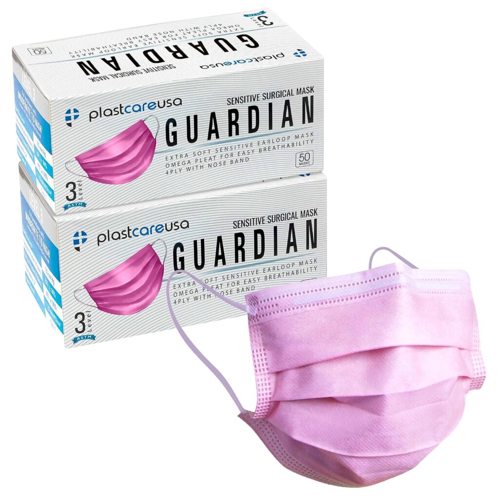 Pink 4-Ply ASTM Level 3 Disposable Surgical Masks