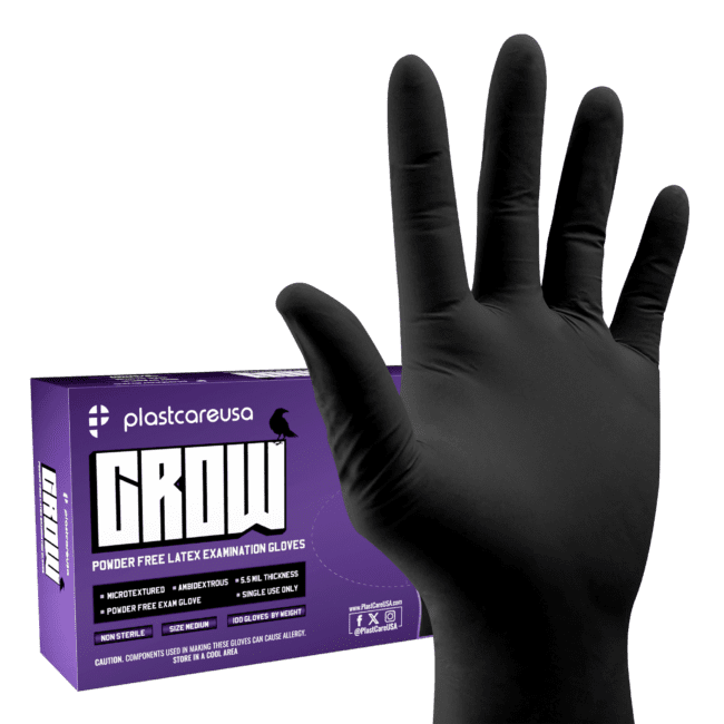 Crow Black Latex Exam Gloves