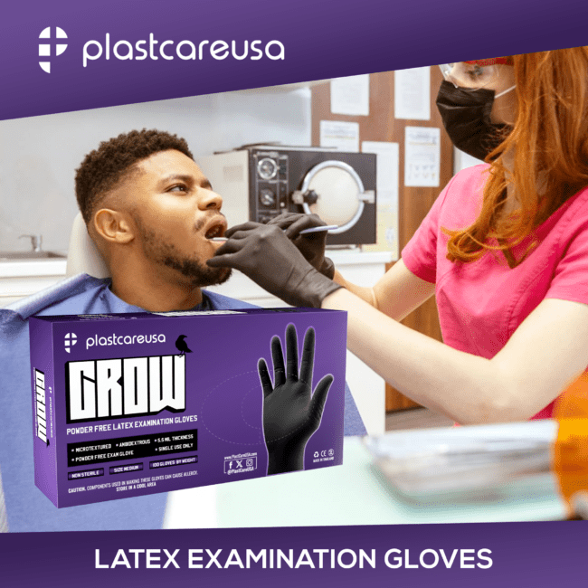 Crow Black Latex Exam Gloves