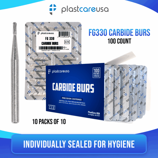 330 Friction Grip Carbide Burs – 100 Pack (10 x 10)