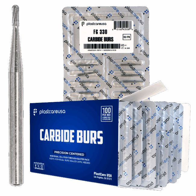 330 Friction Grip Carbide Burs – 100 Pack (10 x 10)
