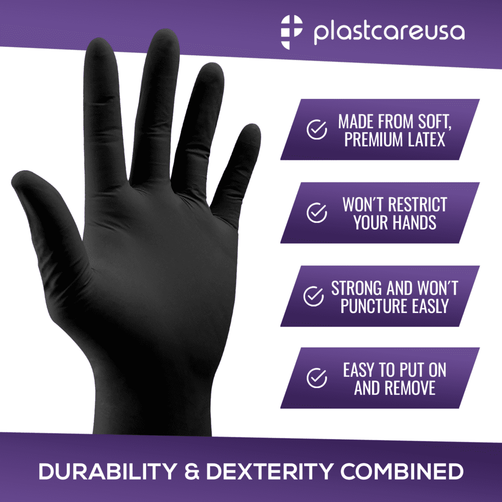 Crow Black Latex Exam Gloves