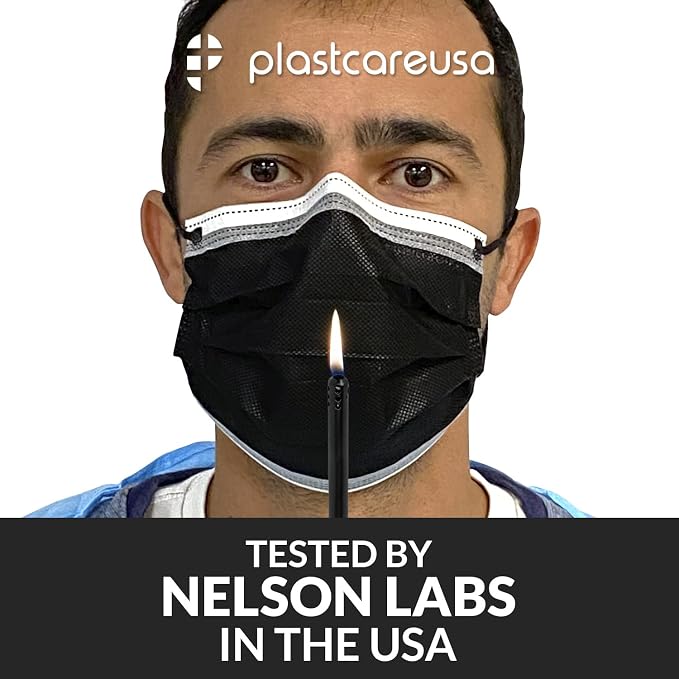 Black 4-Ply ASTM Level 3 Disposable Surgical Masks