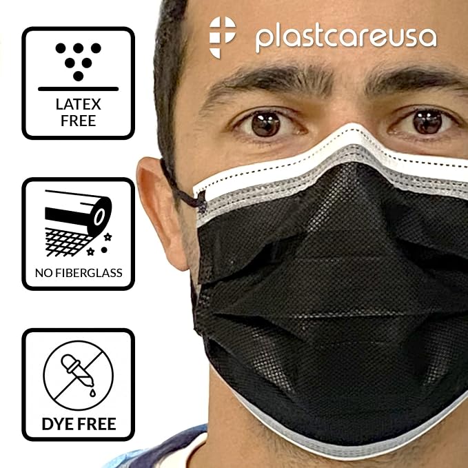 Black 4-Ply ASTM Level 3 Disposable Surgical Masks