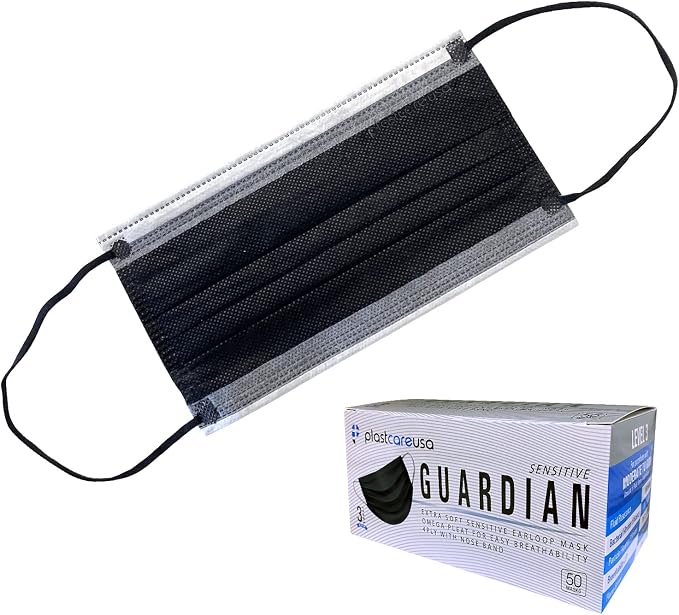 Black 4-Ply ASTM Level 3 Disposable Surgical Masks