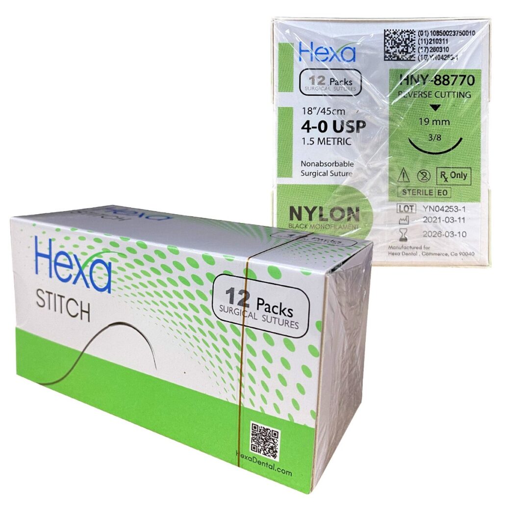 Hexa Nylon Sutures 4/0, 18″, C-6