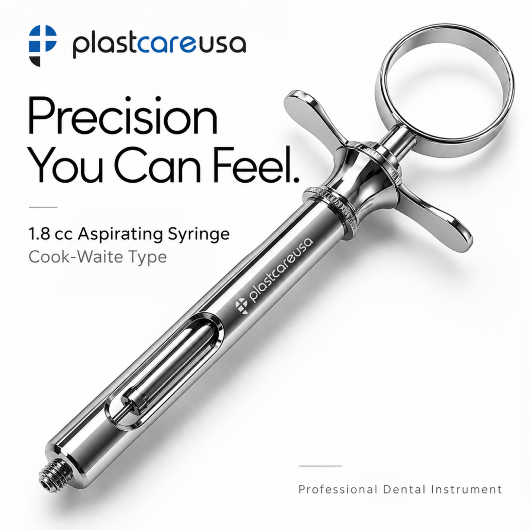 Aspirating syringe for 1.8 cc dental anesthetic cartridges